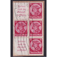 ALEMANIA 1933 ESTAMPILLAS SE-TENANT ZUSAMMENDRUCKE USADAS QUE SON MUCHO MAS RARAS MI S103 EN FRAGMENTO +100 €